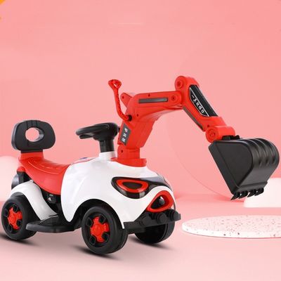 Kinderen rijden op elektrische auto met zandgraver Buitenbatterij speelgoed auto Kinderen auto