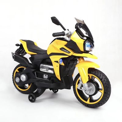 Custom Yellow Ride On Toy Elektrische motorfiets fiets voor kinderen en heldere wielen
