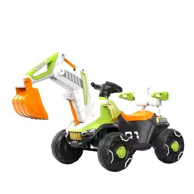 LED-koplampen en dynamische muziek-rijden op bouwtruck auto voor kinderen in oranje