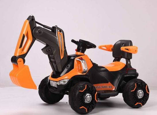 LED-koplampen en dynamische muziek-rijden op bouwtruck auto voor kinderen in oranje
