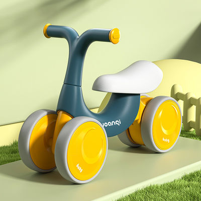 Oranje Plastic Baby Walker Balance Car met stille rolschaatsen en groen ontwerp