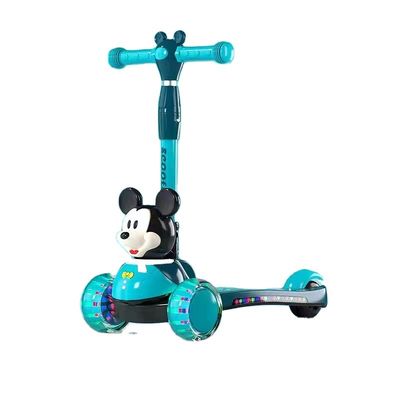 Plastic kinderrit op scooter auto met PU Flash Wheel muziek en vouwfunctie