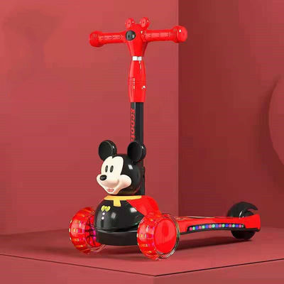 Plastic kinderrit op scooter auto met PU Flash Wheel muziek en vouwfunctie