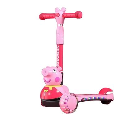 Kids Pedal Skateboard Scooter Auto met vouwfunctie Muziekverlichting en PU Wielen