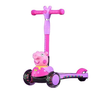 Kids Pedal Skateboard Scooter Auto met vouwfunctie Muziekverlichting en PU Wielen