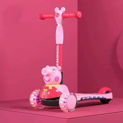 Kids Pedal Skateboard Scooter Auto met vouwfunctie Muziekverlichting en PU Wielen