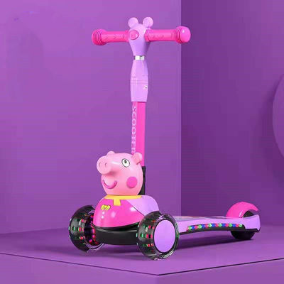 Kids Pedal Skateboard Scooter Auto met vouwfunctie Muziekverlichting en PU Wielen
