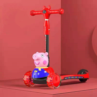 Kids Pedal Skateboard Scooter Auto met vouwfunctie Muziekverlichting en PU Wielen