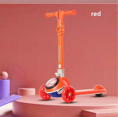 Stil flitsend kleurwiel Kinderen 3 wielen rijden op scooter vouwwagen met PP materiaal