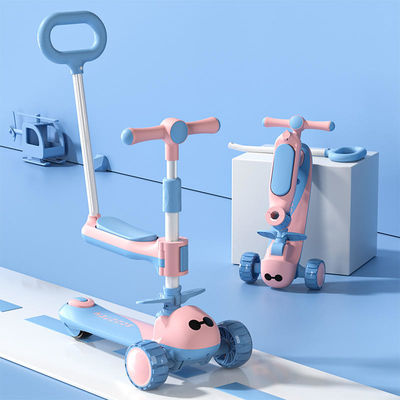 3 in 1 multifunctionele babywalker 3 wielen rijden op vouwbare grote wielen scooter auto voor kinderen