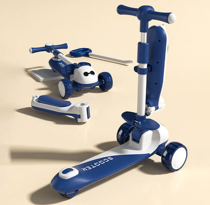 3 in 1 multifunctionele babywalker 3 wielen rijden op vouwbare grote wielen scooter auto voor kinderen