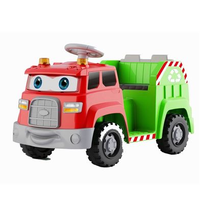 Afval sorteren en geluidseffecten Roterende cartoon ogen Rijden op elektrische auto voor kinderen gemaakt van PP-materiaal
