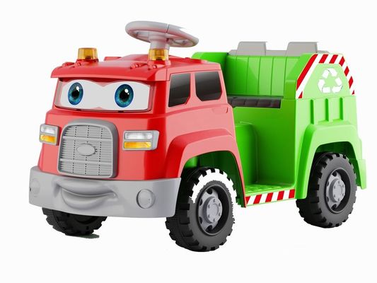 Afval sorteren en geluidseffecten Roterende cartoon ogen Rijden op elektrische auto voor kinderen gemaakt van PP-materiaal